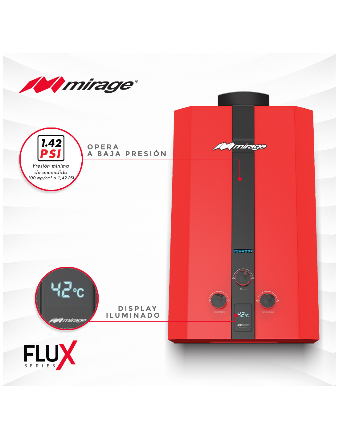 Flux Series – Calentador Rojo 10L (Gas LP)